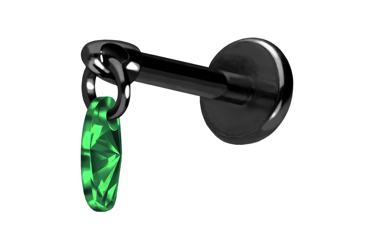 Titan Labret Piercing mit Push Fit KRISTALLOVAL